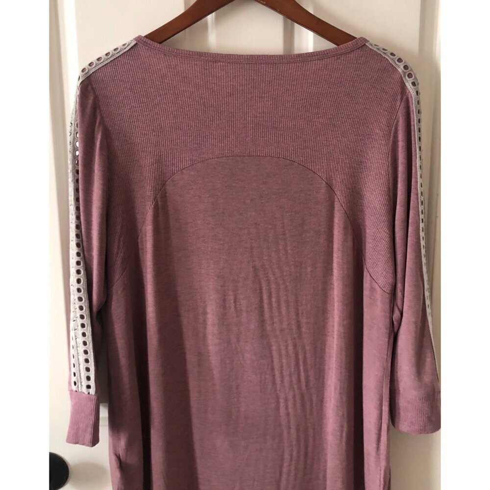 SOFT SURROUNDING Bailey Waffle Knit Thermal Top Pink / Purple Size XL